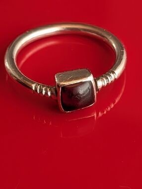 Sterling Silver‎ Garnet Stone Stackable Ring - Classic Minimalist